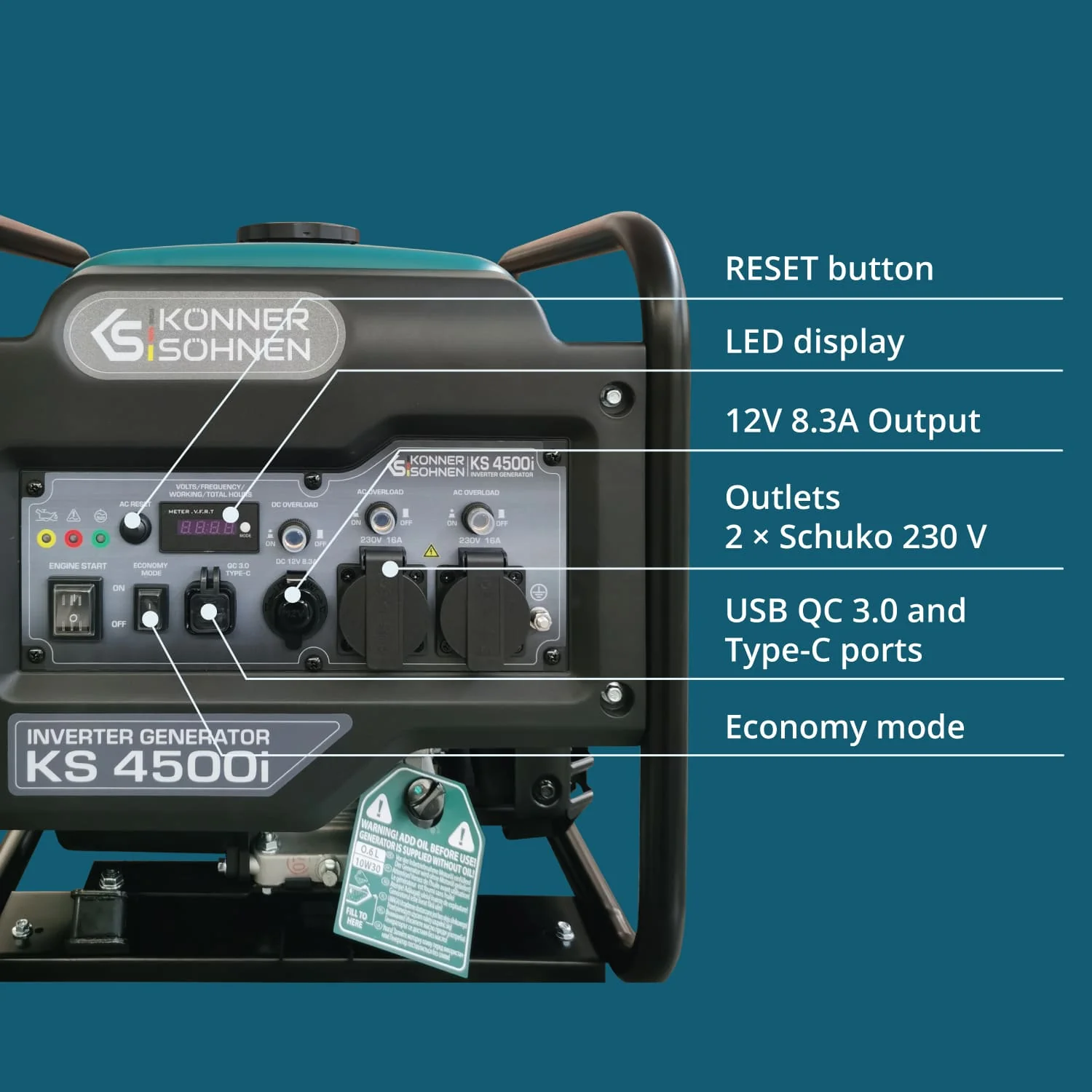 Konner & Sohnen KS 4500i Generator digital invertor 4.5kW, monofazat, benzina [7]