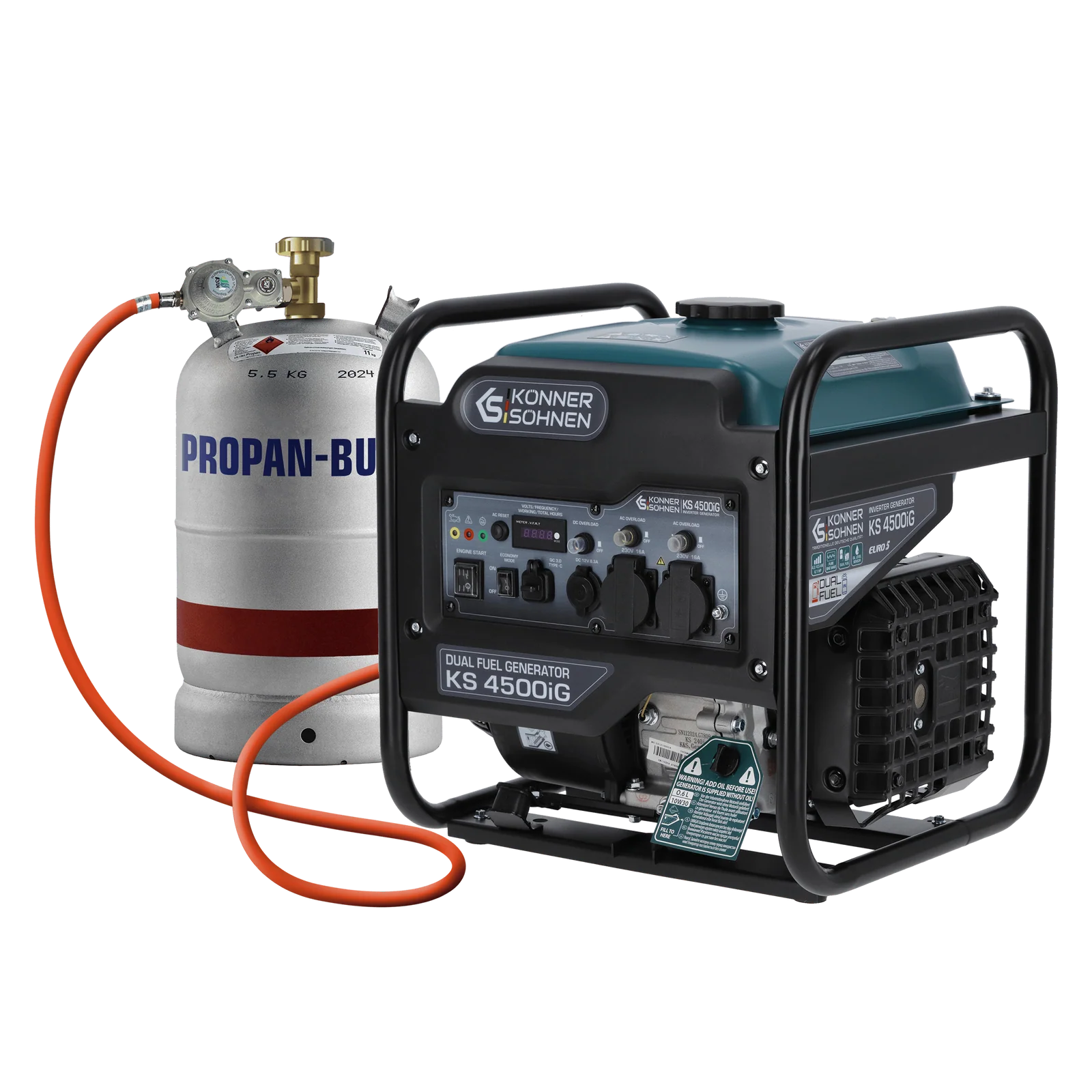 Generatoare Digitale - Konner & Sohnen KS 4500iG Generator digital invertor 4.5kW, monofazat, GPL/benzina
