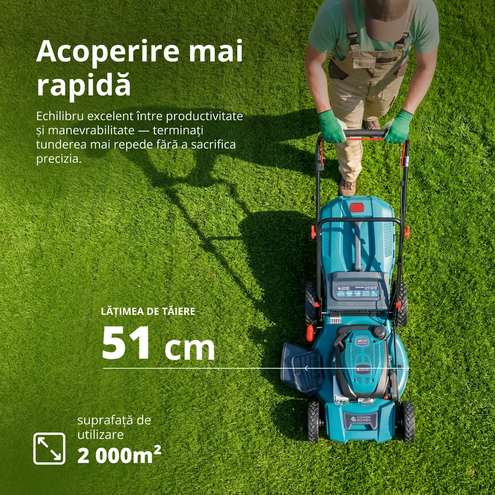 Konner & Sohnen KS 51LMG-SP Mașină de tuns iarba , latime lucru 51cm, inaltime taiere 25-75 mm, 60l, benzina [2]