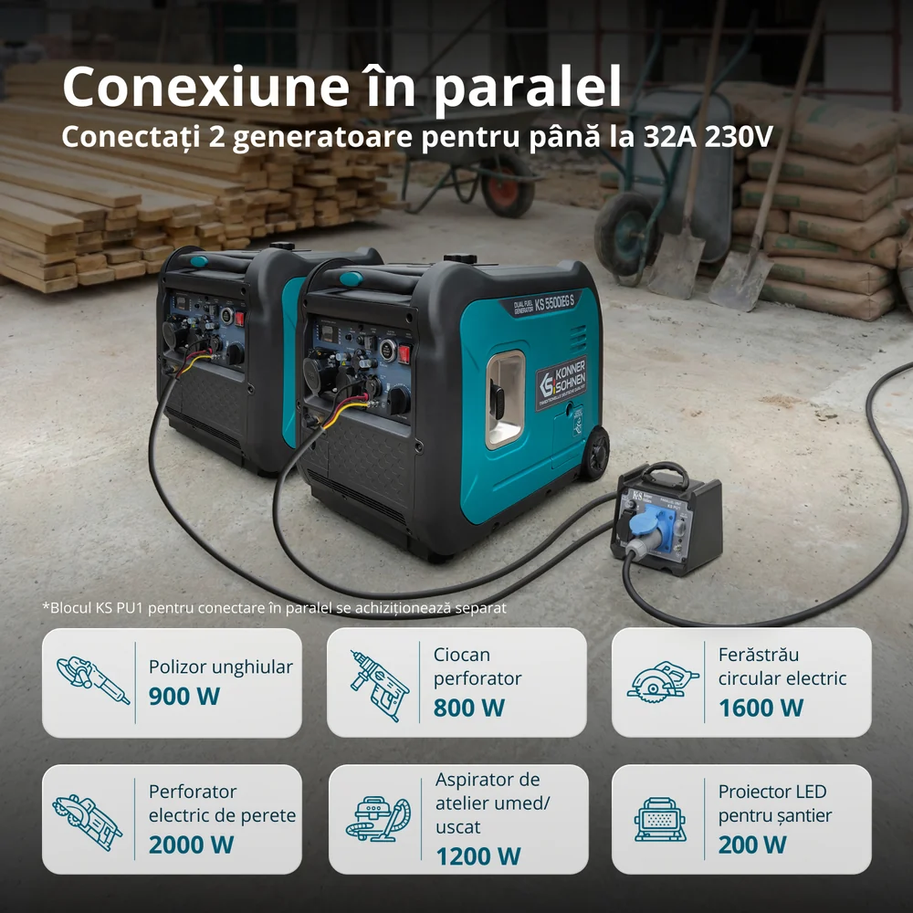 Konner & Sohnen KS 5500iEG S Generator digital invertor 5.5kW, monofazat, GPL/benzina [10]