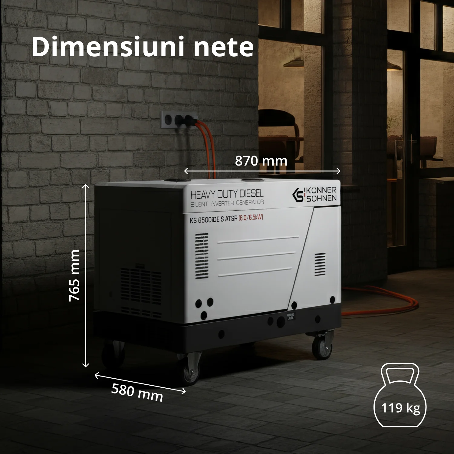 Konner & Sohnen KS 6500iDE S ATSR Generator invertor în carcasă insonorizată 6.5kW, monofazat, diesel [5]