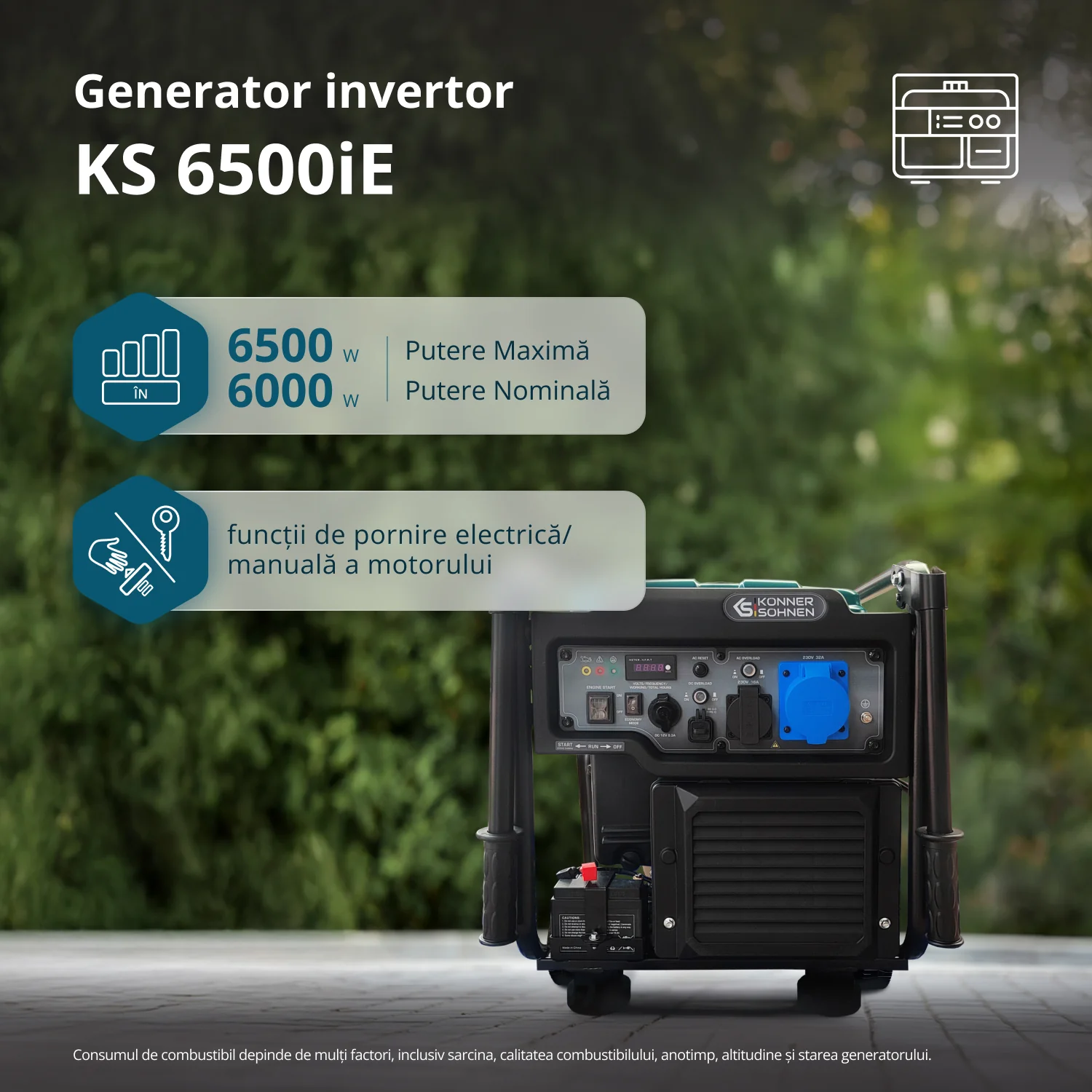 Konner & Sohnen KS 6500iE Generator digital invertor 6.5kW, monofazat, benzina [1]