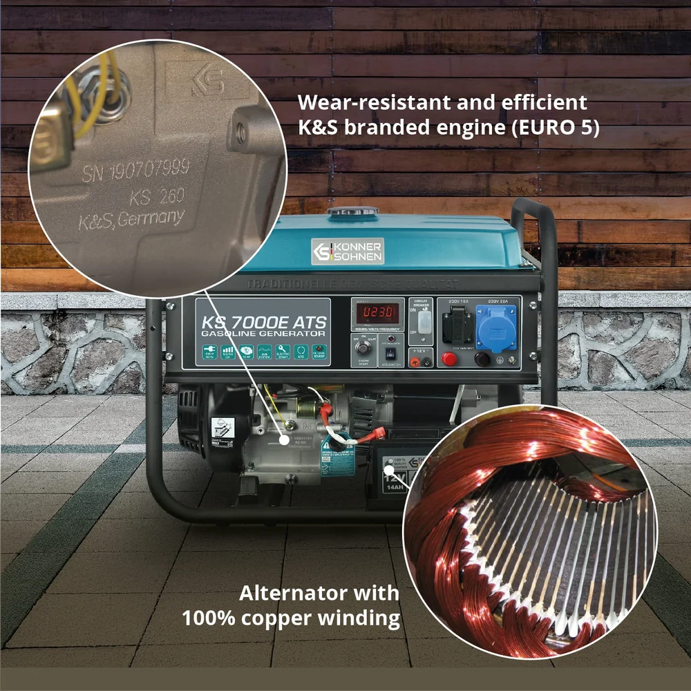 Konner & Sohnen KS 7000E ATS Generator de curent 5.5 kW, 230V, AVR, benzina, pornire electrica [8]