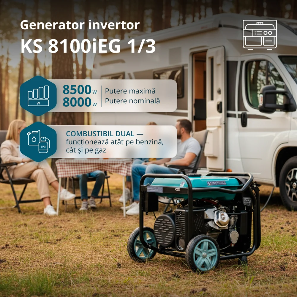 Konner & Sohnen KS 8100iEG 1/3 Generator digital invertor 8.5kW, 230/400V, GPL/benzina [1]