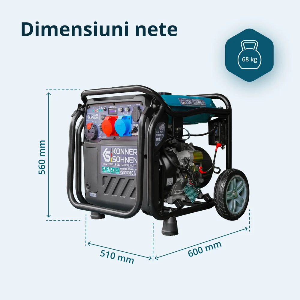 Konner & Sohnen KS 8100iEG 1/3 Generator digital invertor 8.5kW, 230/400V, GPL/benzina [9]