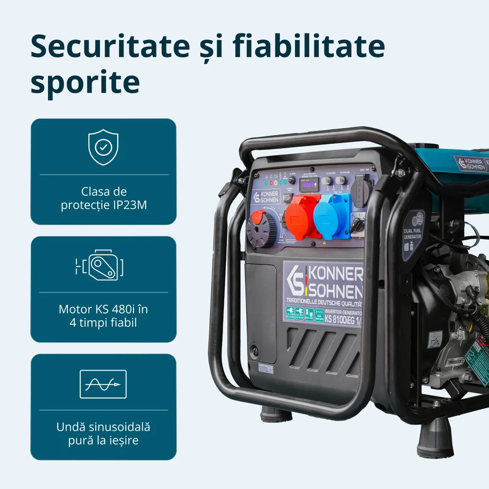 Konner & Sohnen KS 8100iEG 1/3 Generator digital invertor 8.5kW, 230/400V, GPL/benzina [10]