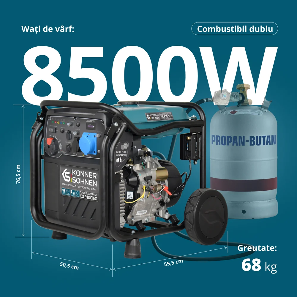 Konner & Sohnen KS 8100iEG Generator digital invertor 8.5kW, monofazat, GPL/benzina [1]