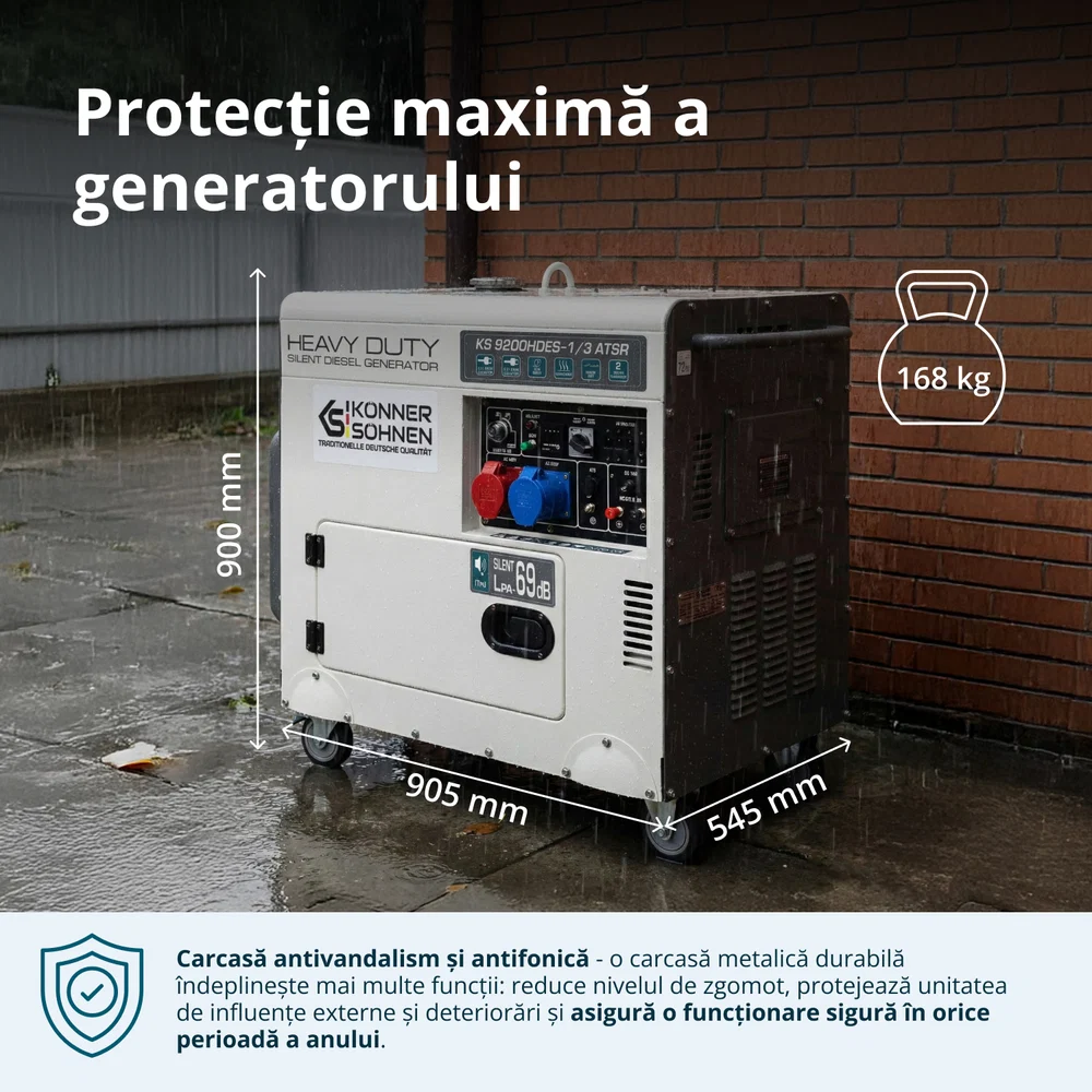 Konner & Sohnen KS 9200HDES-1/3 ATSR Generator insonorizat, 7.5 kW, 230/400V, Diesel, pornire electrica [2]