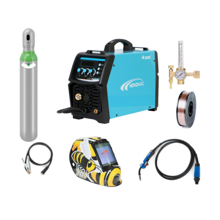 Aparate de sudura MIG-MAG (cu sarma) - Pachet complet sudura MIG/MAG: NOVO MIG 180 JASIC, 230 V, 180 A, Masca sudura automata BUMBLE BEE, Butelie corgon 8l (plina), rola otel 5kg - 0.8mm