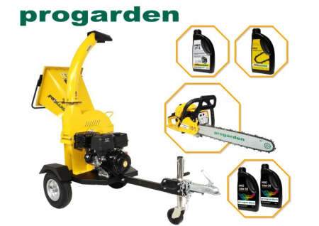 Pachete promo - Pachet ProGARDEN TB120 tocator resturi vegetale, 12CP, benzina, 120mm + MF3545P Motoferastrau 450mm, 3.4CP, benzina 2T, 55cmc + 4L ulei