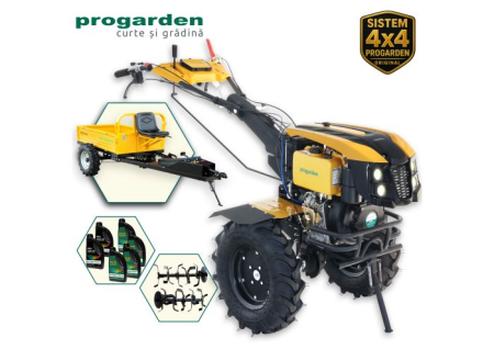 Utilaje agricole - ProGARDEN Pachet Campo 1273 Alpine V2 motocultor 12CP + Alpine RM500T Remorca + 6L ulei