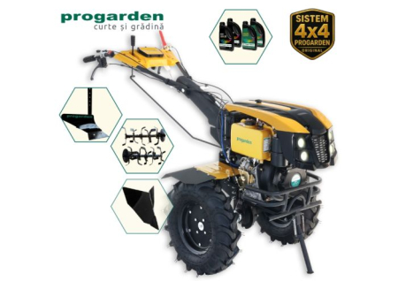 Pachete motocultoare - ProGARDEN Pachet Campo 1273 Alpine V2, Motocultor 12CP + Plug simplu+ Plug bilonat/rarita + 4 L Ulei