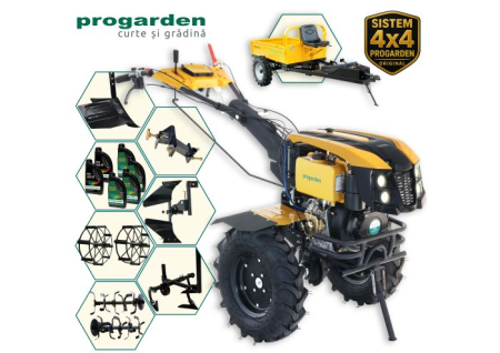 Pachete motocultoare - ProGARDEN Pachet Campo 1273 Alpine V2, Motocultor 12CP + PRS20-45 Prasitoare + Remorca RM500T+ Plug bilonat/rarita + Plug reversibil + Adaptor + 2 Roti metalice 540x170 + 4 L ulei