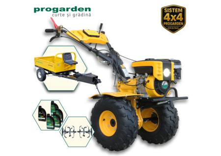 Utilaje agricole - ProGARDEN Pachet Campo 873 Alpine motocultor 7CP + Remorca RM500T + 5L Ulei