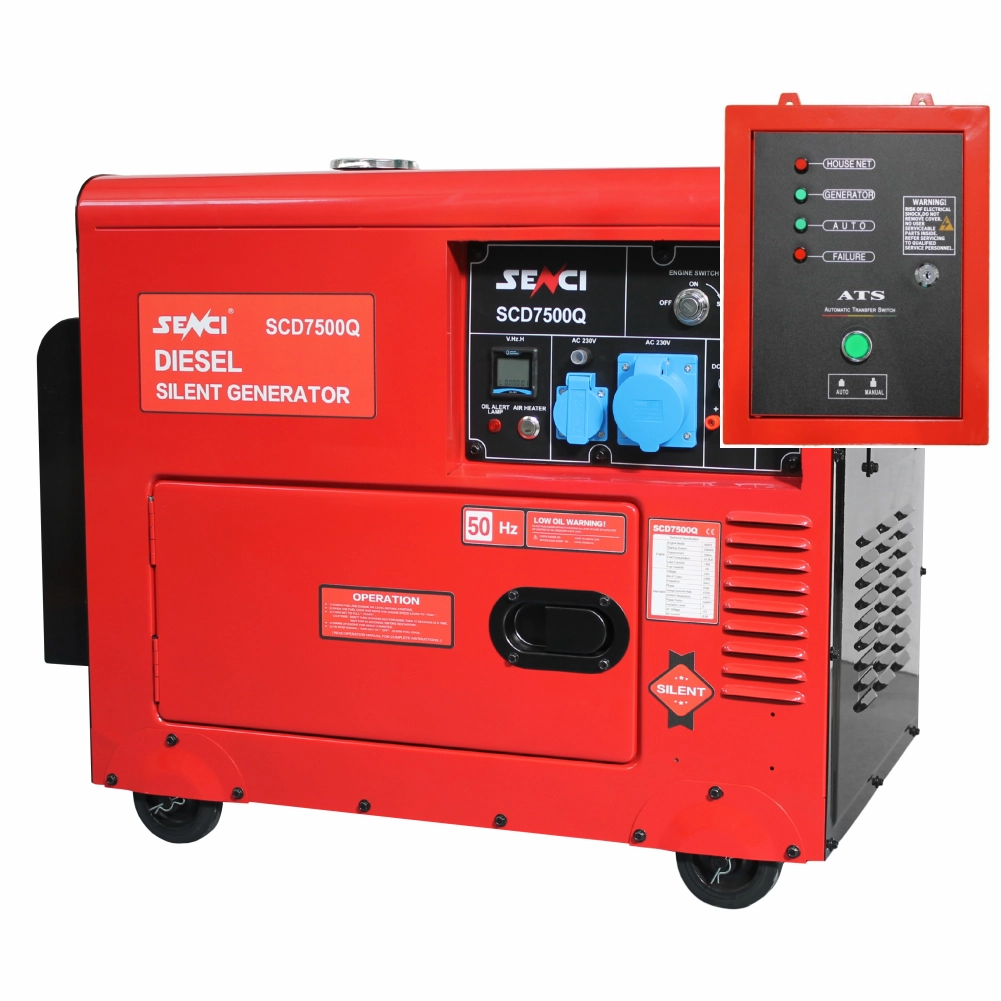 Generatoare Insonorizate - SENCI SCD7500QN ATS Generator insonorizat, 6.0 kVA, 230V, AVR, motor Diesel, ATS inclus