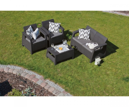 Set mobilier de gradina Corfu - Canapea+doua fotolii+masuta cafea Grafit [5]
