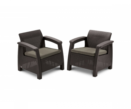Set mobilier de gradina Corfu - Canapea+doua fotolii+masuta cafea Maro [3]