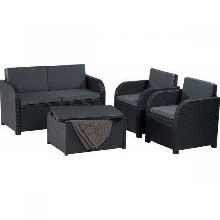 Set mobilier gradina - Set mobilier de gradina Modena cu masuta de depozitare, grafit