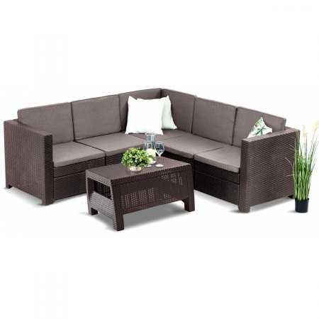 Set mobilier gradina - Set mobilier de terasa cu masuta de cafea - Provence Maro/Gri-taupe