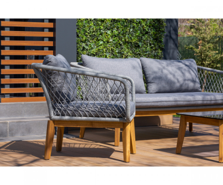 Set mobilier premium de terasa/gradina, Dubai Rope, lemn, gri [4]