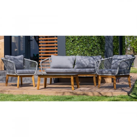 Mobilier - Set mobilier premium de terasa/gradina, Dubai Rope, lemn, gri