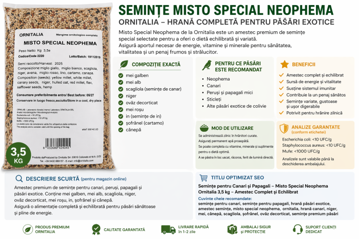 Semințe pentru Canari și Papagali Ornitalia Misto Special Neophema 3,5kg [2]