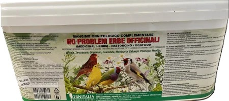 Seminte si hrana pentru pasari-Hrana pentru canari si pasari exotice - Hrană Pasari Pastoncino semi‑umed  Ornitalia No Problem cu ierburi medicinale – pentru păsări exotice și canari 2kg