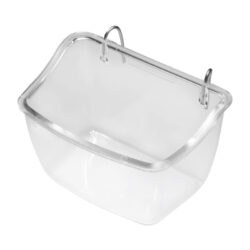 Hranitori si si adapatori - Hranitoare LORI transparentă pentru colivii – cu cârlige metalice-11,2 × 7,5 × 7 cm