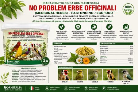 Pastoncino cu plante medicinale pentru păsări Ornitalia 2kg – Eggfood Premium „No Problem Erbe Officinali” – [1]