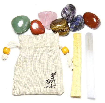 Kit Săculeț Cadou Cristale & Palo Santo