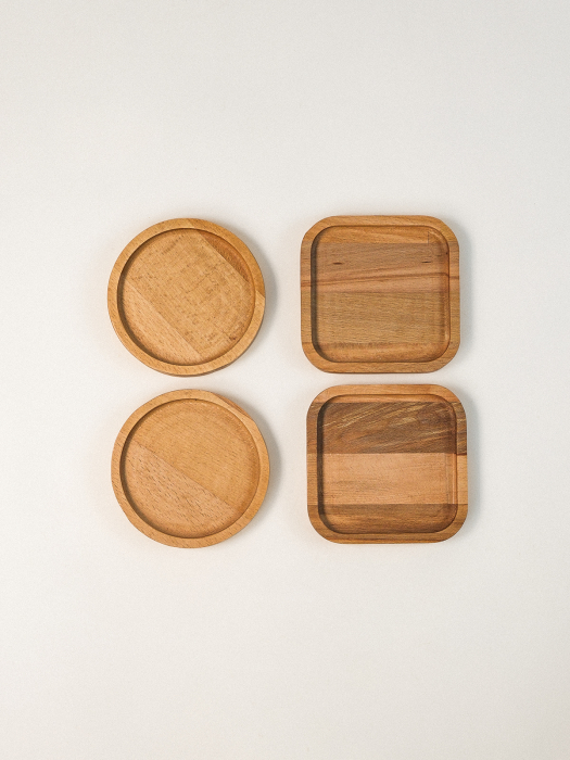 Set 4 Platouri pentru Gustări Fjord din Lemn de Fag – 2 Rotunde & 2 Pătrate, Design Minimalist [3]