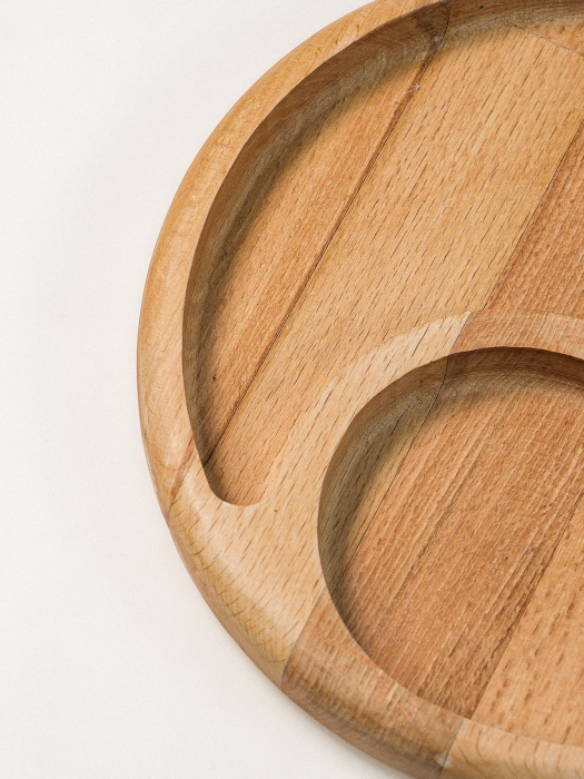 Platou Pătrat cu 2 Compartimente Turku din Lemn de Fag – Design Natural și Modern, 22 cm [3]