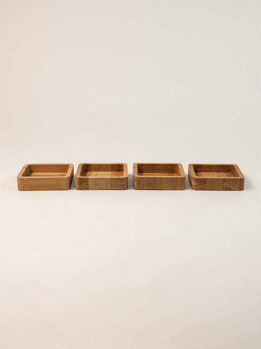 Set 4 Platouri pentru Gustări Pătrate Voss din Lemn de Fag – Design Minimalist, 13x13 cm [2]