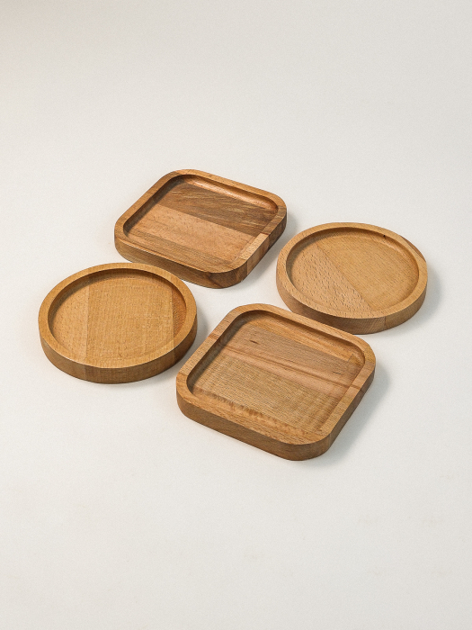 Set 4 Platouri pentru Gustări Fjord din Lemn de Fag – 2 Rotunde & 2 Pătrate, Design Minimalist [2]