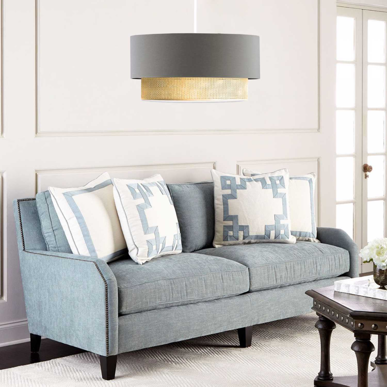 Casa Modern Aviză Sarkıt Bohemă din Țesătură Gri - Eleganță și Atmosferă Plăcută pentru Casa Ta - CMD-3324 [2]