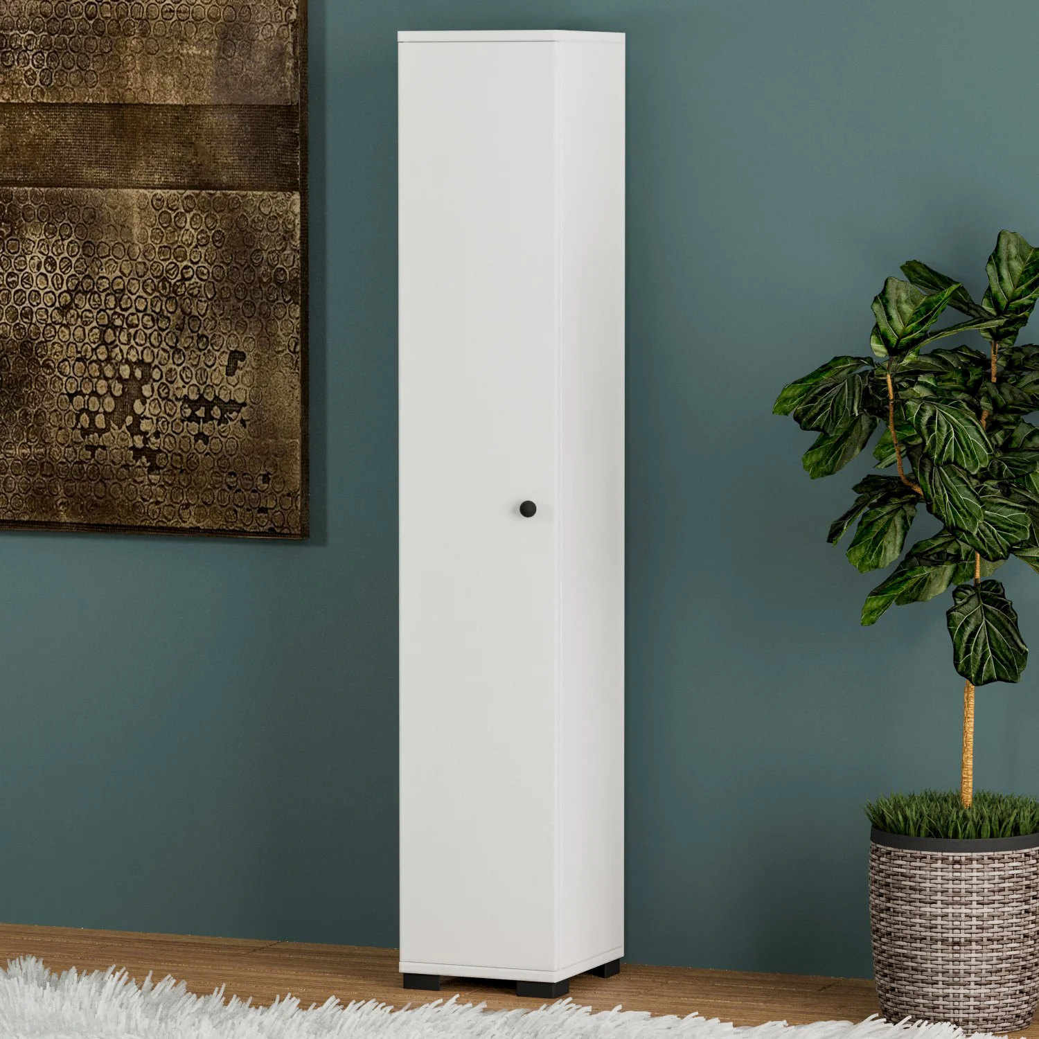 Dulap Multifuncțional Alb Lucios cu 1 Ușă - Soluție Compactă și Elegantă pentru Spații Mici [5]