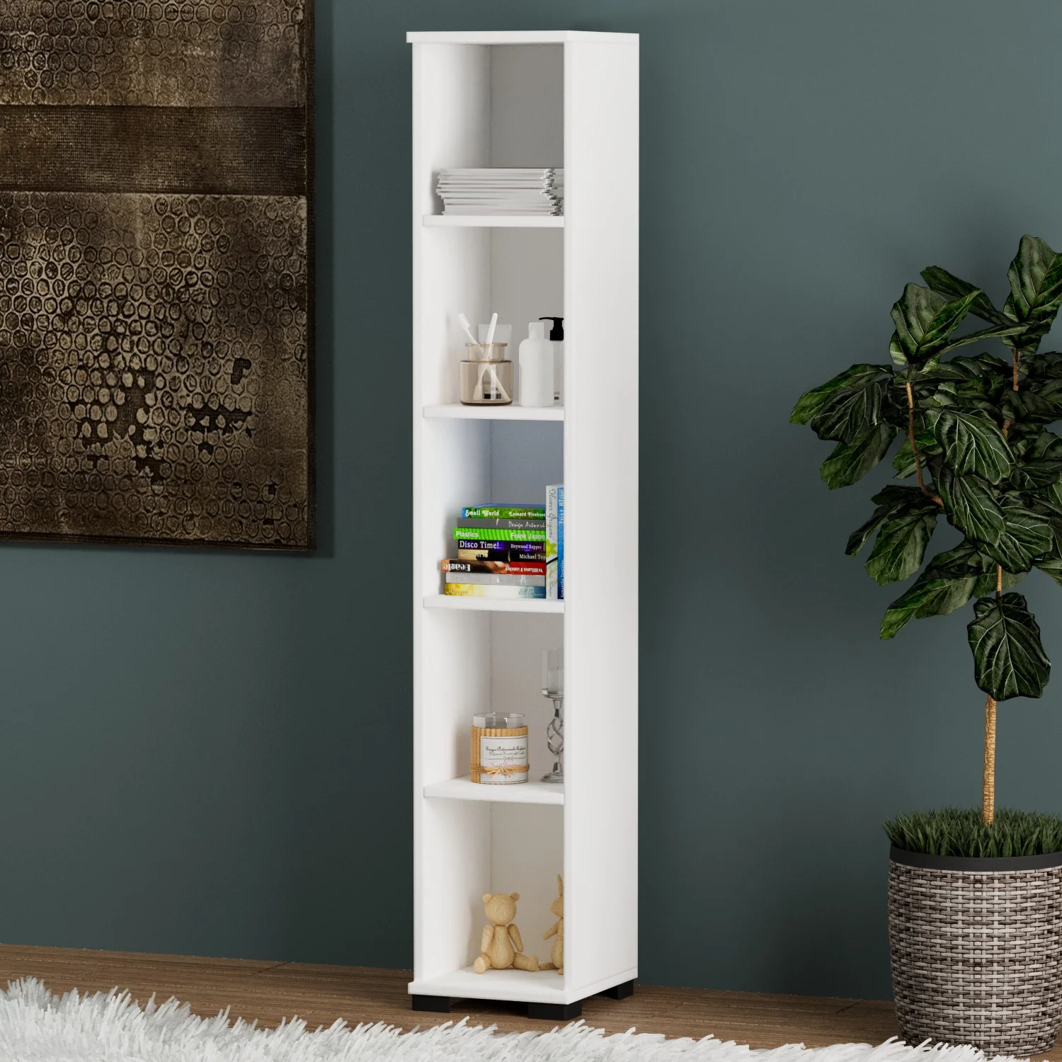 Dulap Multifuncțional Alb Lucios cu 1 Ușă - Soluție Compactă și Elegantă pentru Spații Mici [3]