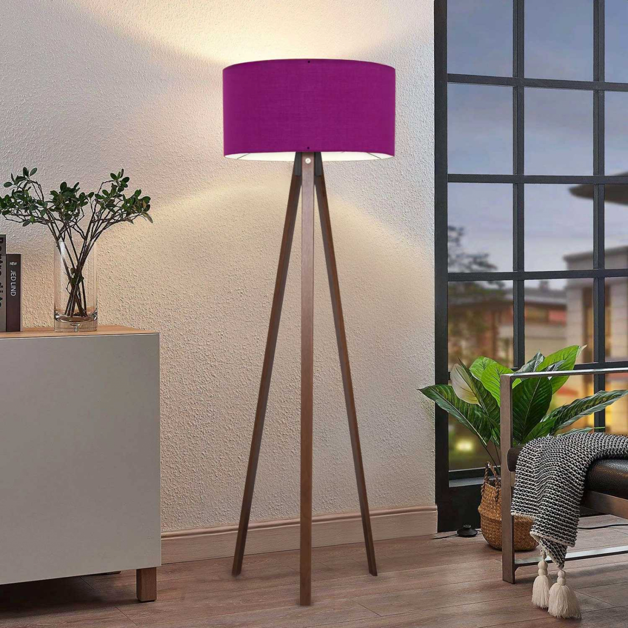 Lampa de podea Casa Modern CMD2955 corp masiv abajur textil mov design modern E27 [2]