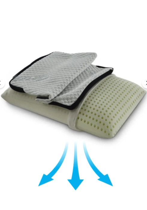 Pernă din burete integral perforat Visco cu husă răcoritoare 60x40x14 cm 1250 gr suport pentru umeri/gât [2]