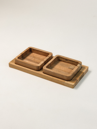 Echipamente de bucătărie - Platou pentru Gustări cu 2 Compartimente Lundby din Lemn de Fag – Design Natural și Compact, 25 cm