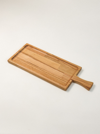Echipamente de bucătărie - Platou de Servire cu Mâner Visby din Lemn de Fag – Placă Mare de Servit, 47x18 cm