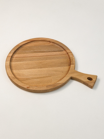 Echipamente de bucătărie - Platou Rotund pentru Pizza și Brânzeturi Nykop din Lemn de Fag – Placă de Servire Elegantă, 38 cm