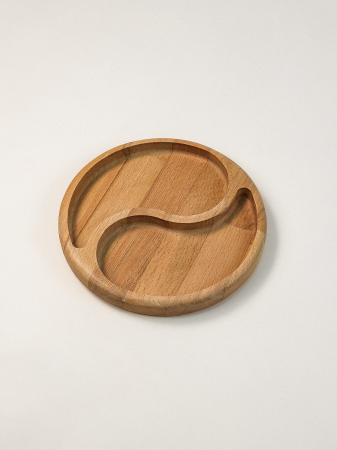 Echipamente de bucătărie - Platou Pătrat cu 2 Compartimente Turku din Lemn de Fag – Design Natural și Modern, 22 cm