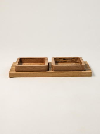 Platou pentru Gustări cu 2 Compartimente Lundby din Lemn de Fag – Design Natural și Compact, 25 cm [1]