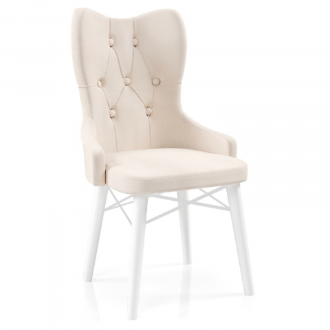 Mobilier - Babyface Majestic Scaun Crem - Scaun Elegant și Confortabil din Lemn pentru Living și Bucătărie