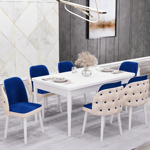 Seturi mese și scaune din Lemn - Babyface Royale Albastru-Crem