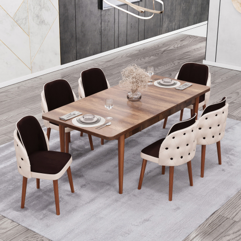 Set Masă și Scaune Babyface Royale Maro-Crem - Mobilier Elegant și Pliabil pentru Spații Mici [1]