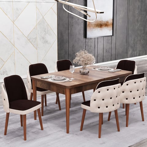 Seturi mese și scaune din Lemn - Set Masă și Scaune Babyface Royale Maro-Crem - Mobilier Elegant și Pliabil pentru Spații Mici