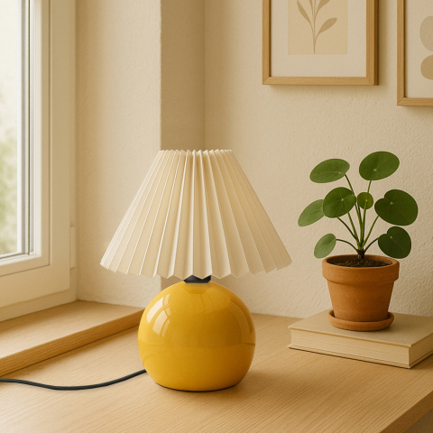 Veioze & lampi birou - Casa Modern Abajur Carpi cu Pliseuri Crem - Un Accesoriu de Eleganță și Stil - CMD241912