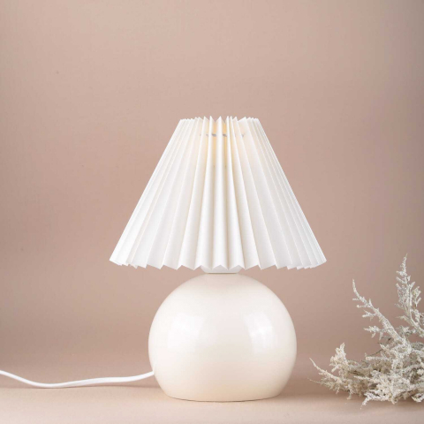 Veioze & lampi birou - Casa Modern Abajur Crem Carpi cu Pliseuri - Eleganță și Stil Clasic pentru Locuința Ta - CMD241945